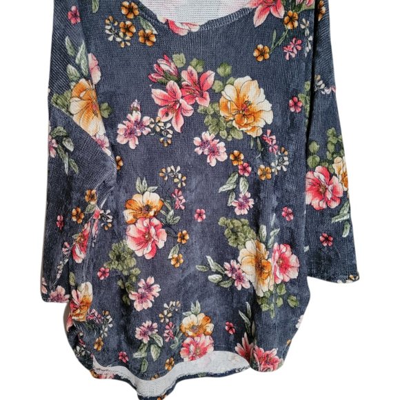 REVIVE High Low Hem Dolman Sleeved Floral Sweater Cozy Cottage Core SZ L… - Picture 1 of 6